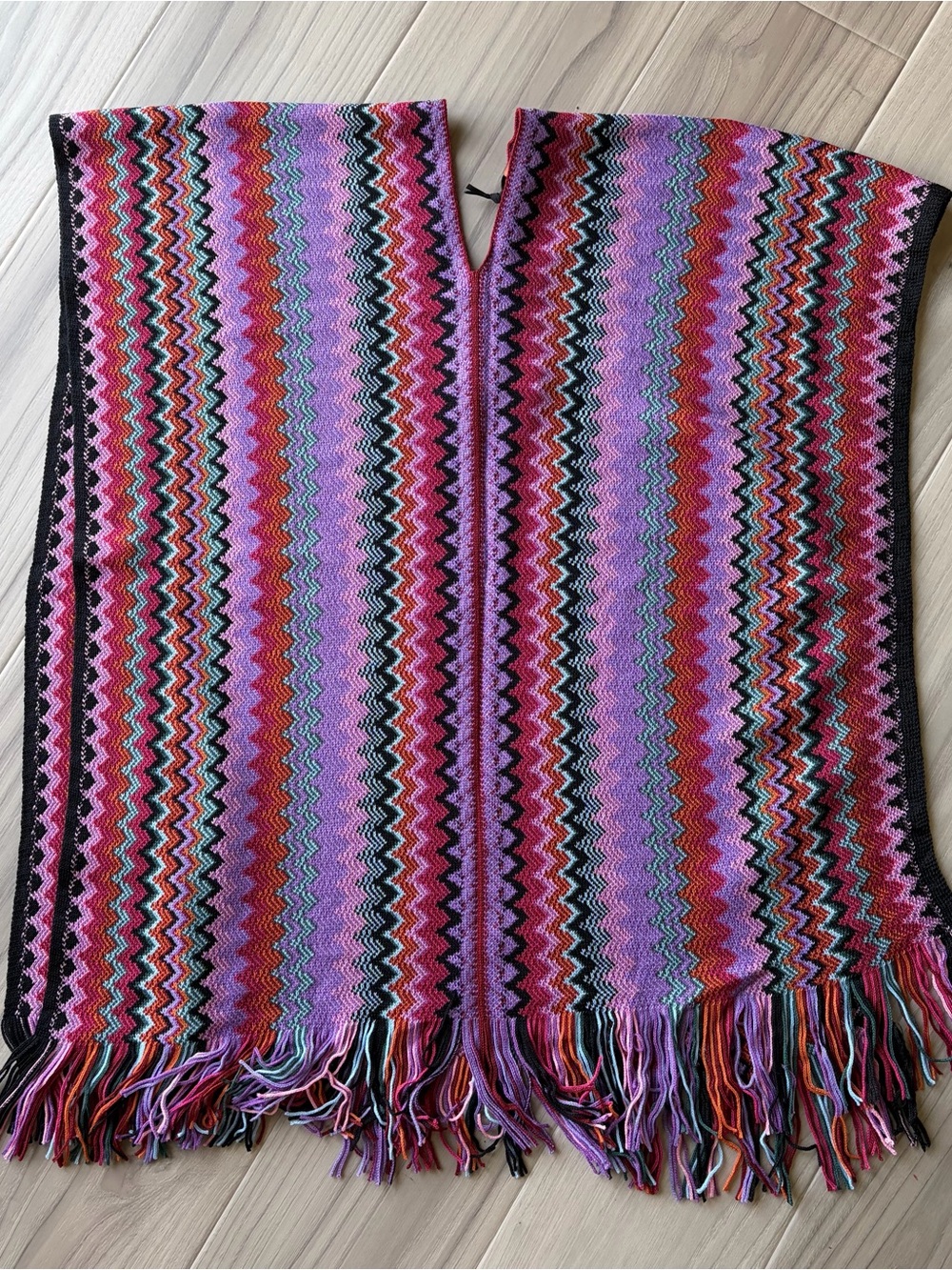 Missoni Zig Zag Fringe Poncho Multicolor